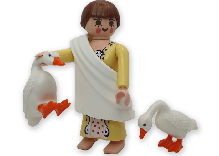 Playmobil Aldeana con tunica y ganzos playmobil